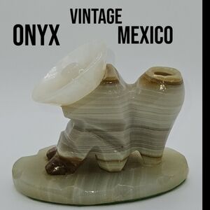 Vintage Onyx Incense /Toothpick Holder 3" X 3.5"